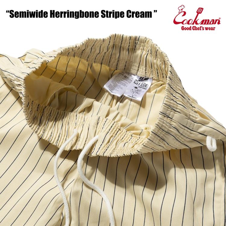 COOKMAN（クックマン） Chef Pants Semiwide Herringbone Stripe Cream