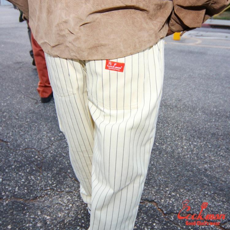 COOKMAN（クックマン） Chef Pants Semiwide Herringbone Stripe Cream