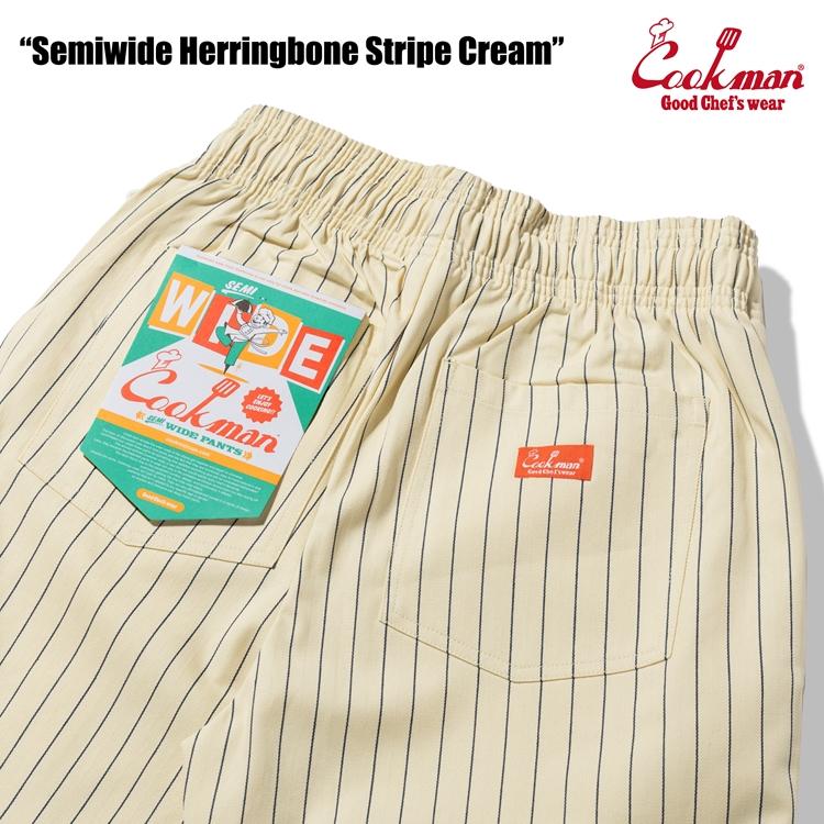 COOKMAN（クックマン） Chef Pants Semiwide Herringbone Stripe Cream