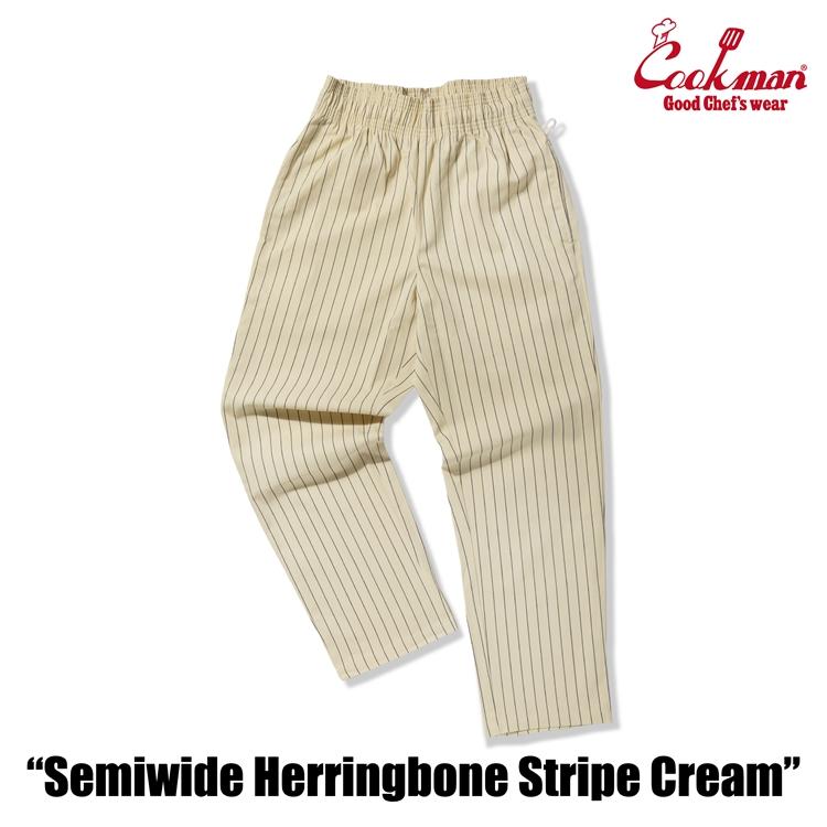 COOKMAN（クックマン） Chef Pants Semiwide Herringbone Stripe Cream