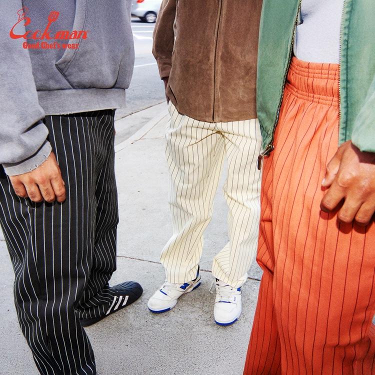 COOKMAN（クックマン） Chef Pants Semiwide Herringbone Stripe Brick