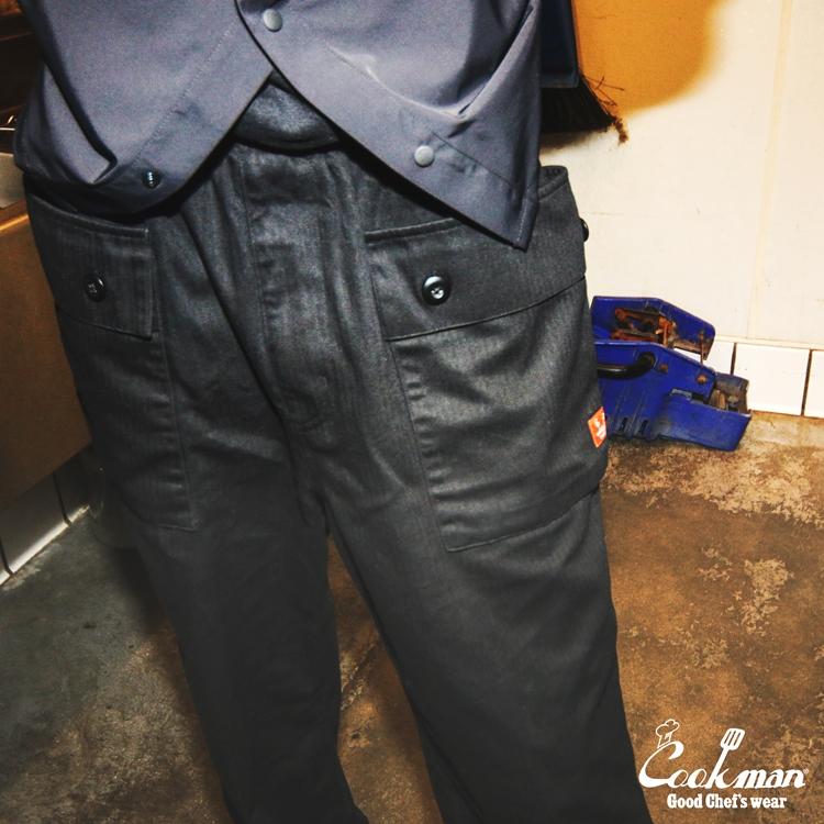 COOKMAN（クックマン） Chef Pants Monkey Pants Herringbone Black