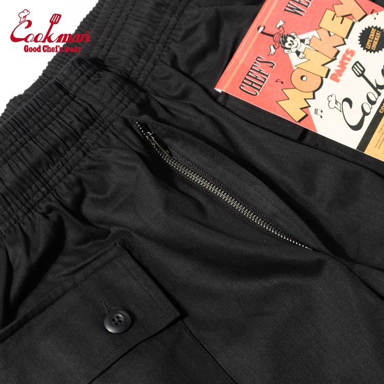 COOKMAN クックマン Chef Pants Monkey Herringbone Black モンキー