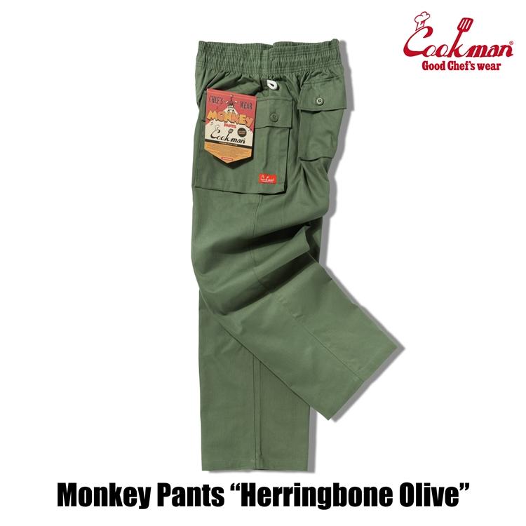 COOKMAN（クックマン） Chef Pants Monkey Pants Herringbone Olive