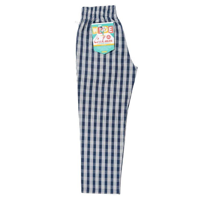 COOKMAN（クックマン） Semiwide PALAKA Check Navy シェフパンツ