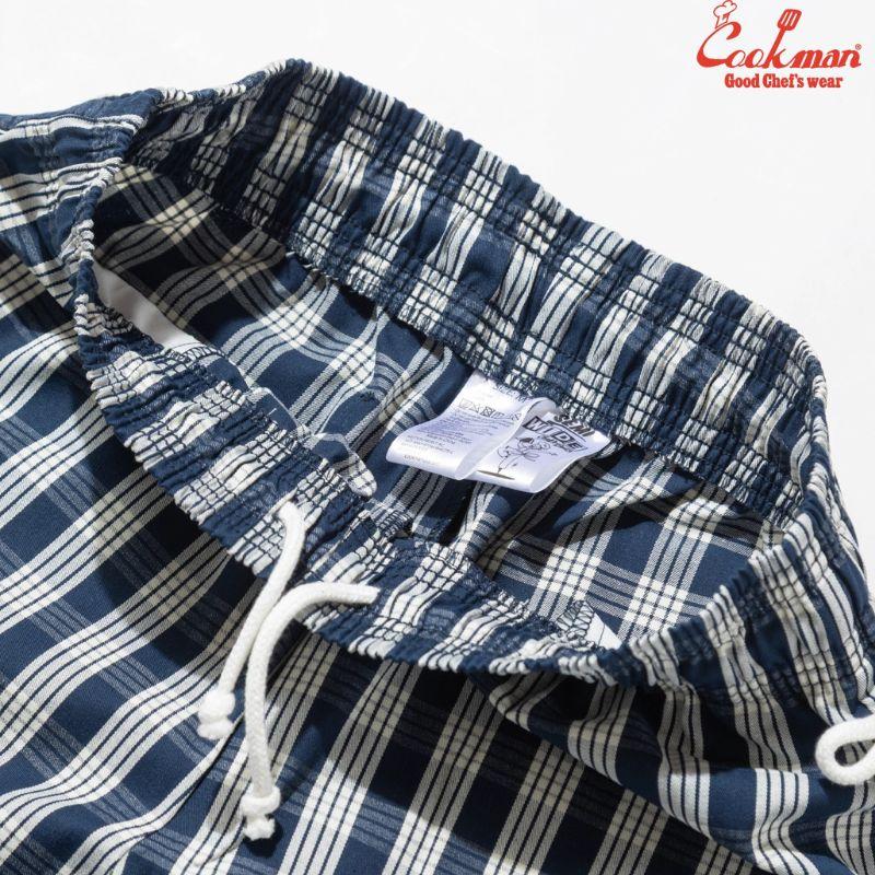 COOKMAN（クックマン） Semiwide PALAKA Check Navy シェフパンツ