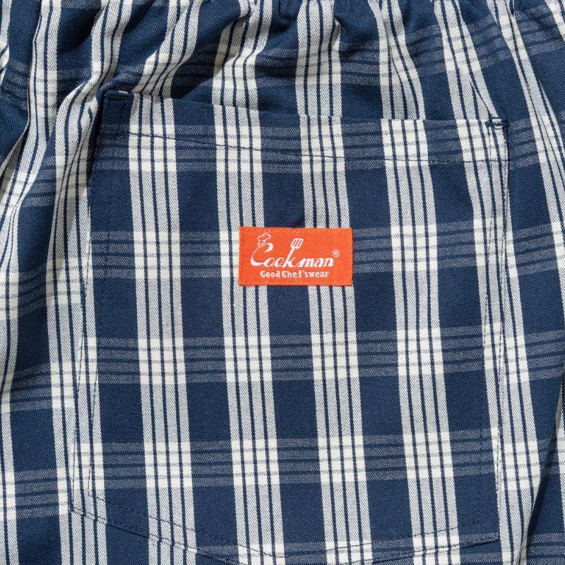 COOKMAN（クックマン） Semiwide PALAKA Check Navy シェフパンツ