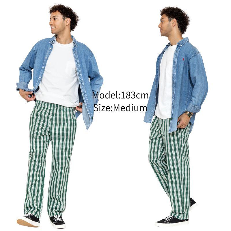 COOKMAN（クックマン） Semiwide PALAKA Check Green シェフパンツ