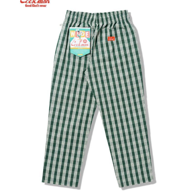 COOKMAN（クックマン） Semiwide PALAKA Check Green シェフパンツ