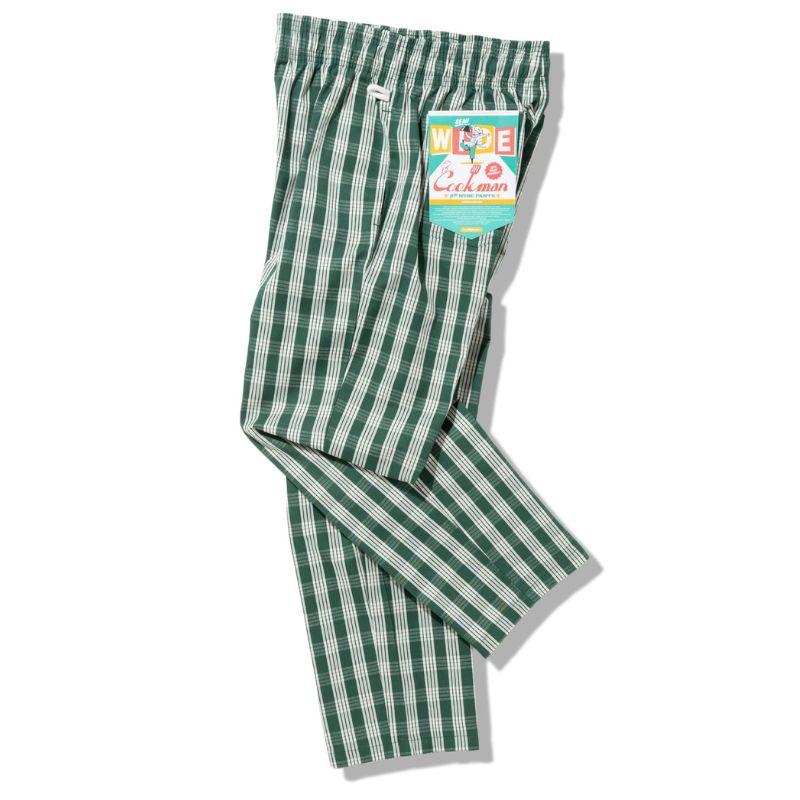 COOKMAN（クックマン） Semiwide PALAKA Check Green シェフパンツ