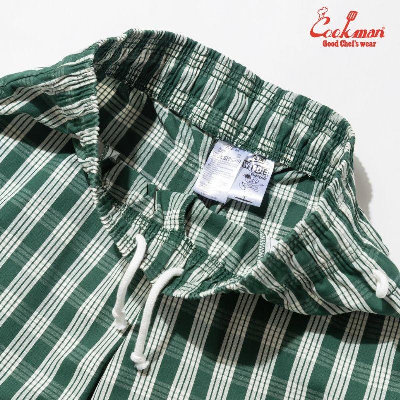 COOKMAN（クックマン） Semiwide PALAKA Check Green シェフパンツ