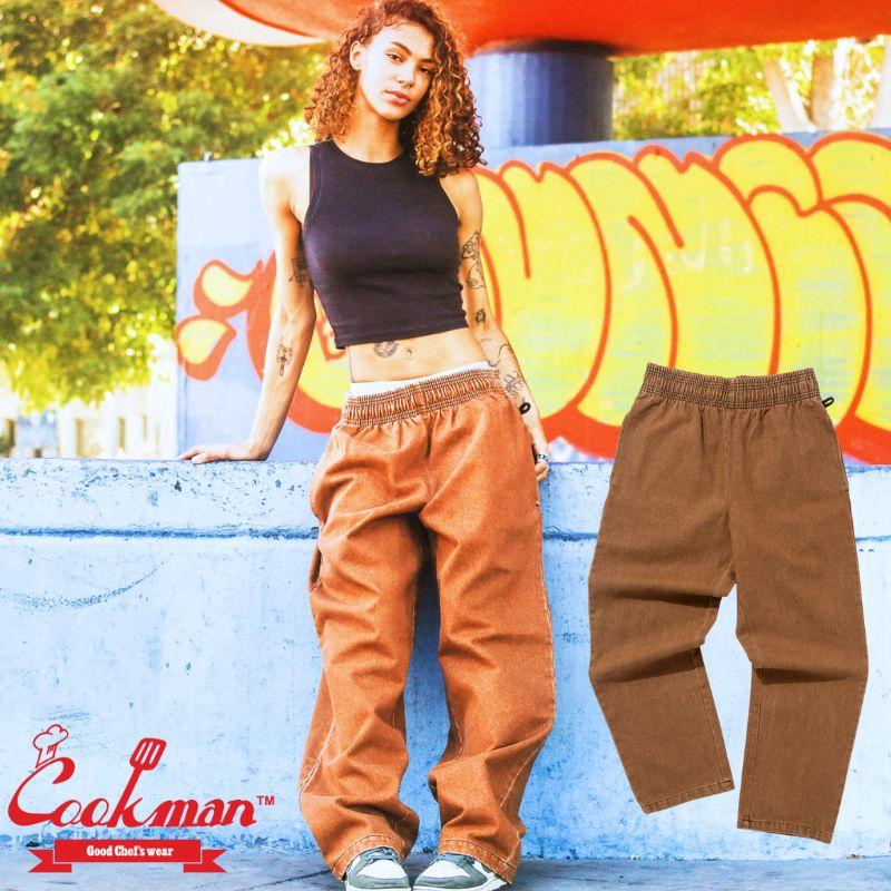 COOKMAN（クックマン） Chef Pants Semiwide Denim Brown シェフパンツ
