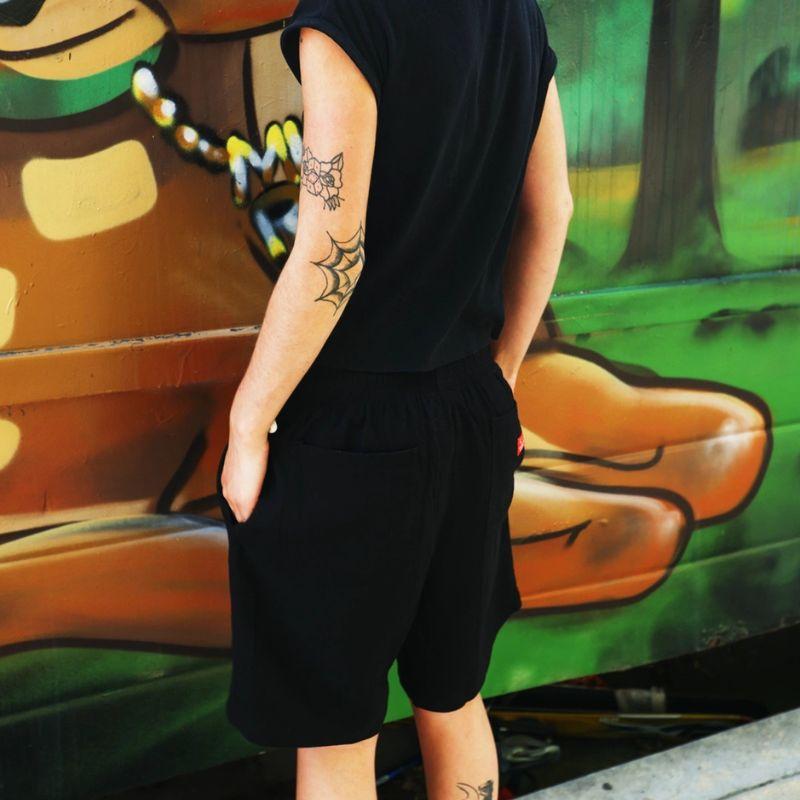 COOKMAN（クックマン） Chef Pants Short Linen Black シェフパンツ