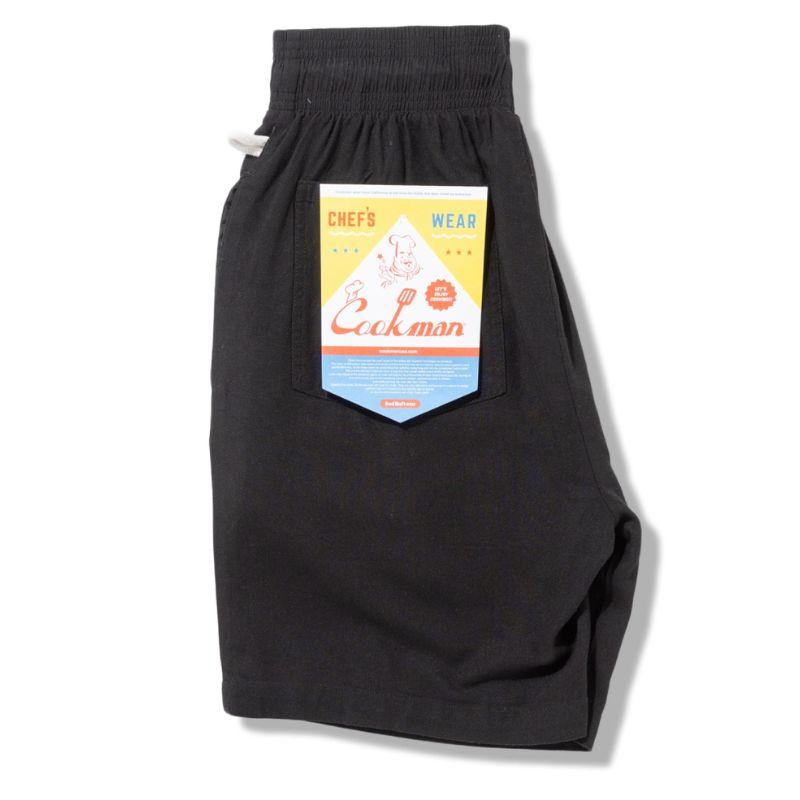 COOKMAN（クックマン） Chef Pants Short Linen Black シェフパンツ