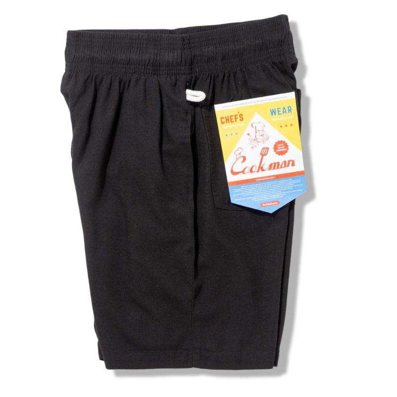 COOKMAN（クックマン） Chef Pants Short Linen Black シェフパンツ