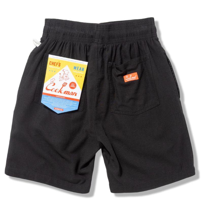 COOKMAN（クックマン） Chef Pants Short Linen Black シェフパンツ