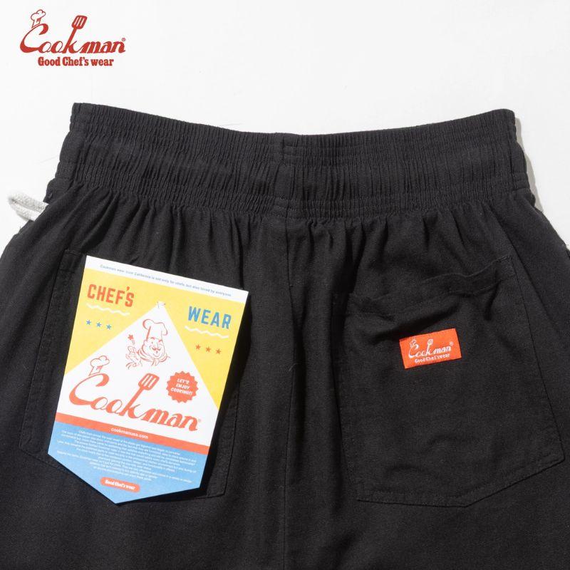 COOKMAN（クックマン） Chef Pants Short Linen Black シェフパンツ