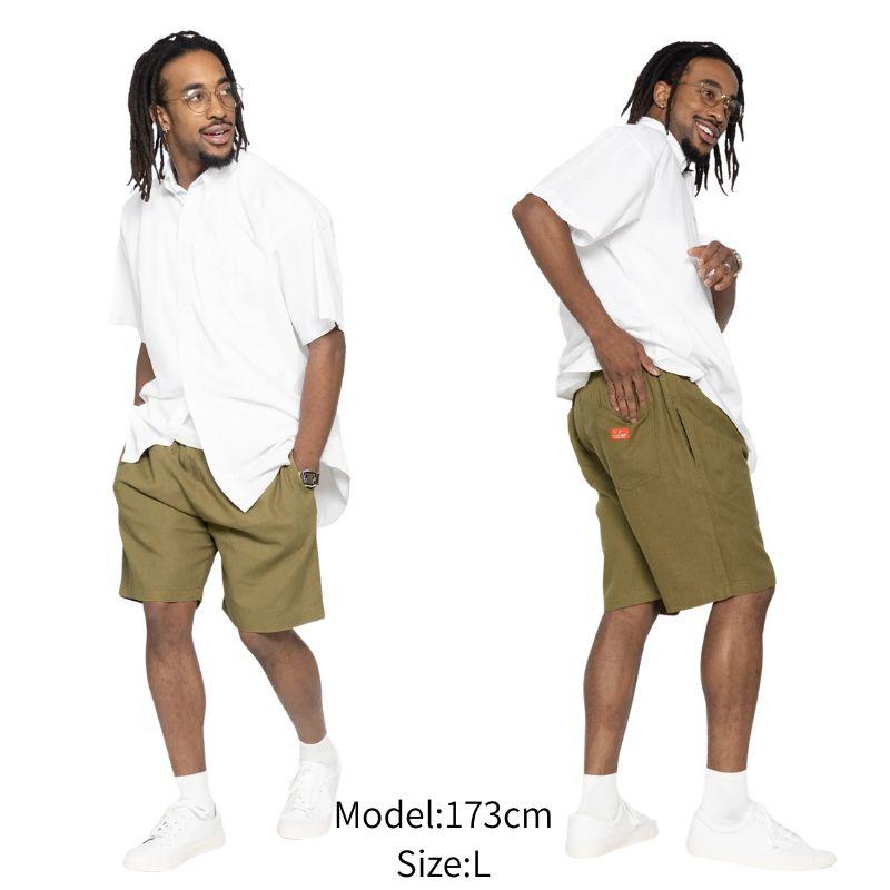 COOKMAN（クックマン） Chef Pants Short Linen Olive シェフパンツ