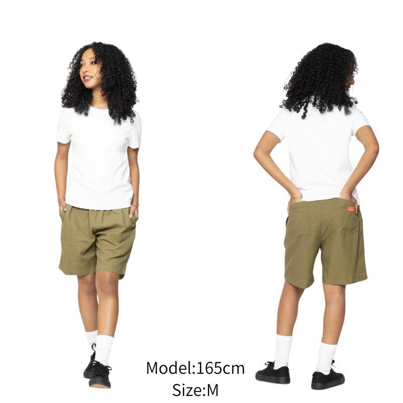 COOKMAN（クックマン） Chef Pants Short Linen Olive シェフパンツ