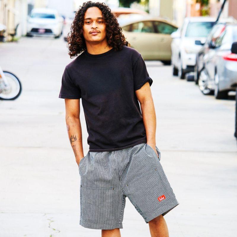 COOKMAN（クックマン） Chef Pants Short Front Pocket Hickory Black