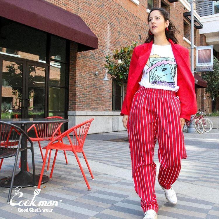 COOKMAN クックマン シェフパンツ Chef Pants Stripe Red 23183807 ストライプ レッド ロング 231