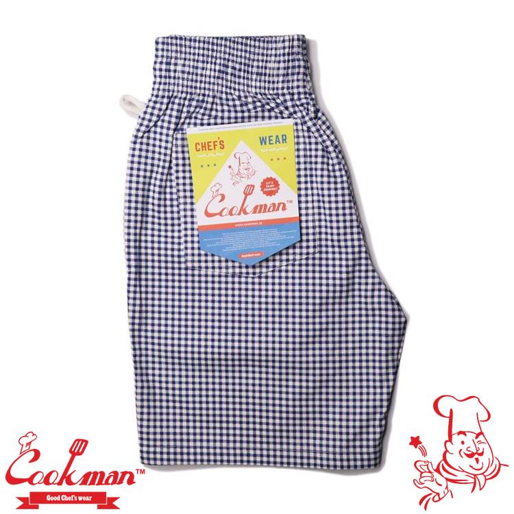 COOKMAN（クックマン） Chef Pants Short Gingham check Navy ショート