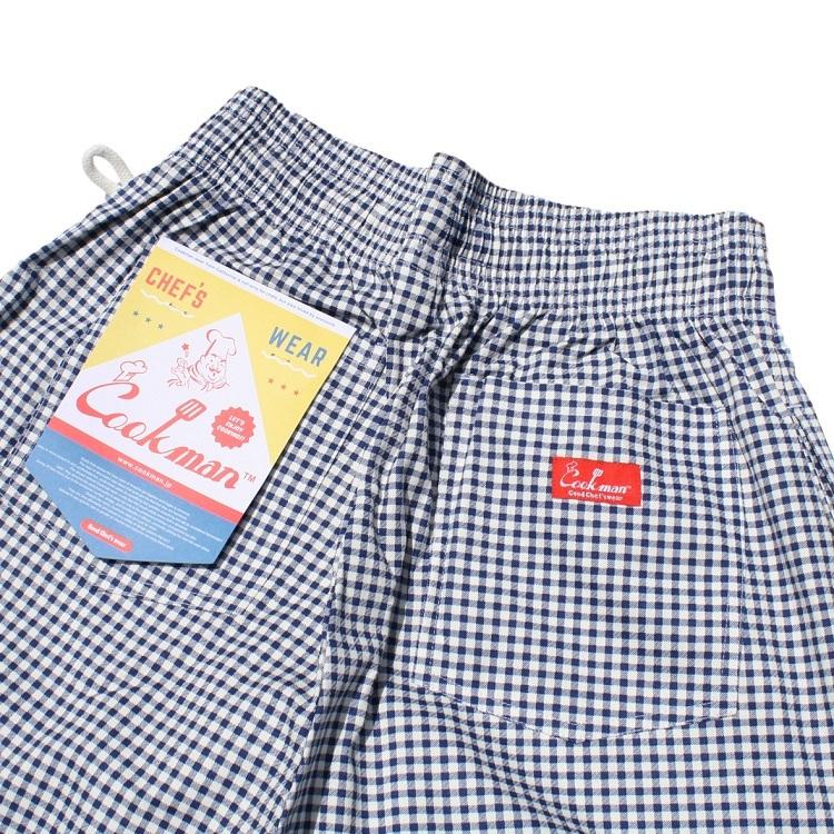 COOKMAN（クックマン） Chef Pants Short Gingham check Navy ショート