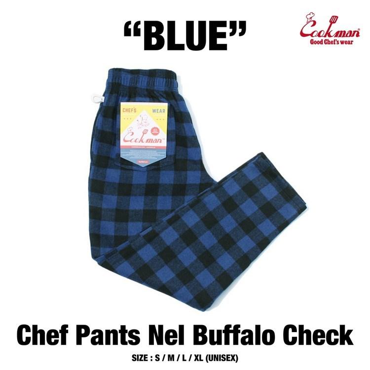 COOKMAN（クックマン） Chef Pants Nel Buffalo Check Blue シェフ