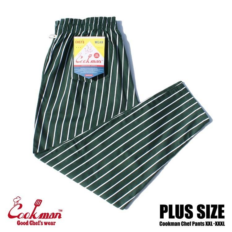 COOKMAN（クックマン） Chef Pants Stripe Dark Green Plus Size