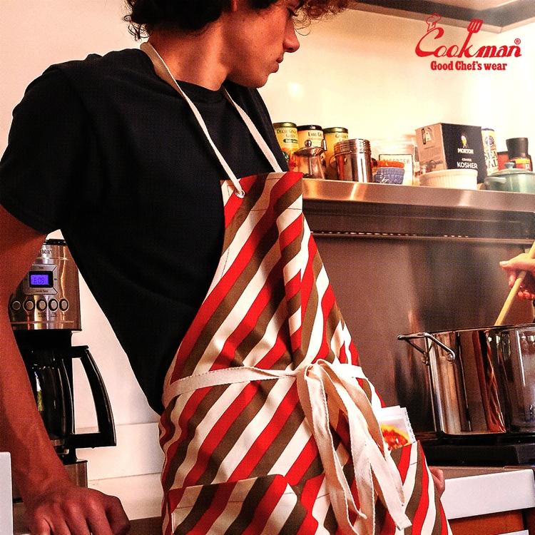 COOKMAN（クックマン） Wide Pocket Apron Candy Stripe Red ワイド
