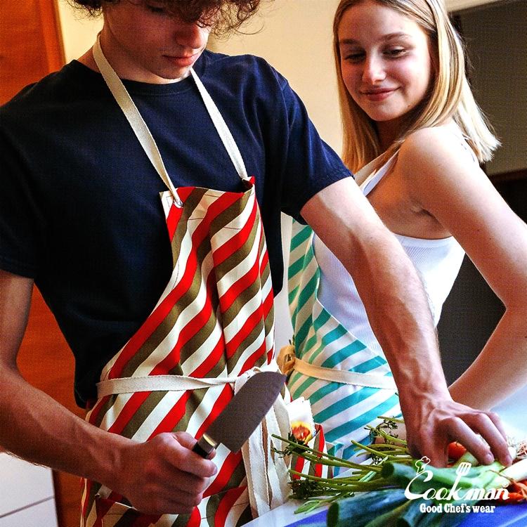 COOKMAN（クックマン） Wide Pocket Apron Candy Stripe Red ワイド