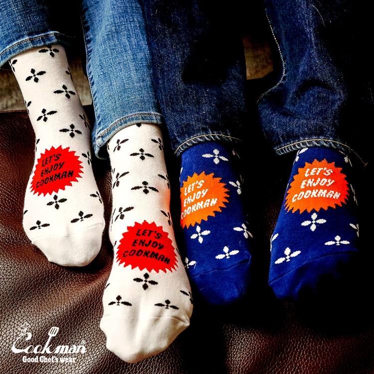 COOKMAN（クックマン） Crew Socks Bandanna Cross White クルー