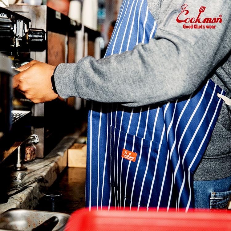 COOKMAN（クックマン） Long Apron Stripe Navy ロングエプロン