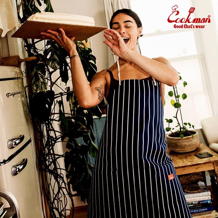 COOKMAN クックマン Long Apron Stripe Navy ロングエプロン