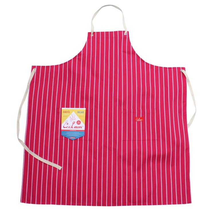 COOKMAN（クックマン） Long Apron Stripe Pink ロングエプロン