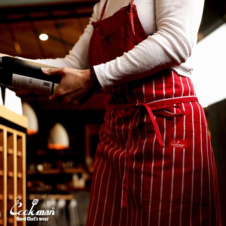 COOKMAN（クックマン） Waist Apron Stripe Red ウエストエプロン