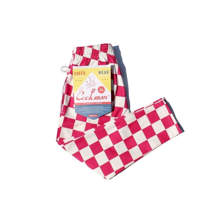 COOKMAN クックマン Chef Pants Checker Pink Kids Size シェフパンツ チェック ピンク キッズ ロング