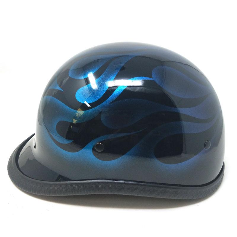 ハーフヘルメット 3Dファイヤーパターン　FRP 送料無料！装飾用ハーフヘルメット（ジョッキー） FLAME-CANDY BLUE