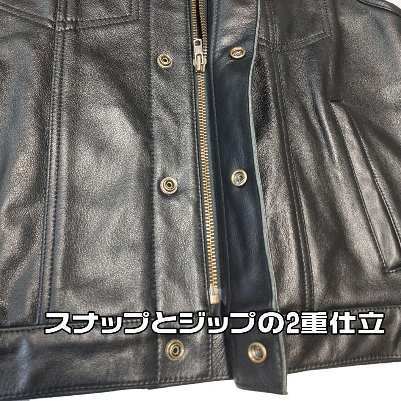 HEAVY HEAVY《MCベスト》 ジップ＆スナップ モトブルーズ 後ろ1枚革