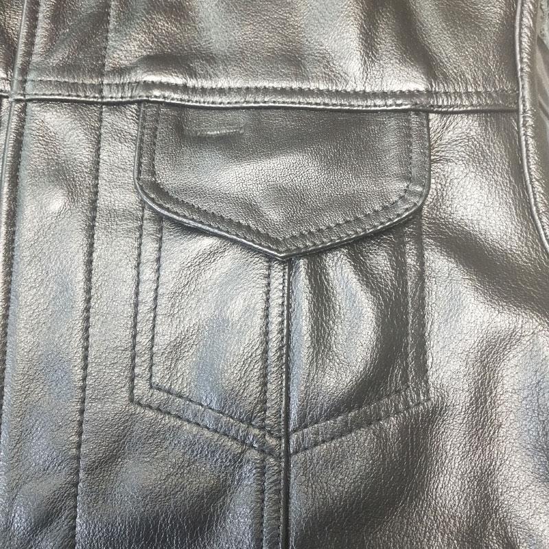 HEAVY HEAVY《MCベスト》 ジップ＆スナップ モトブルーズ 後ろ1枚革