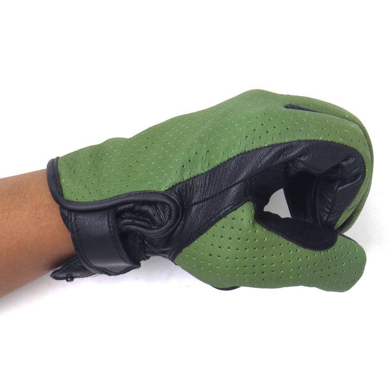 HEAVY 送料無料 山羊革パンチングメッシュグローブ アーミーグリーン