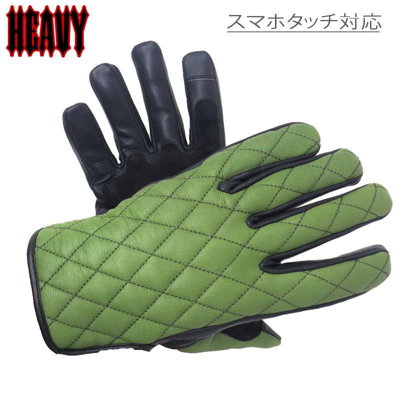 HEAVY 送料無料 ダイヤステッチ 山羊革プレーングローブ アーミー