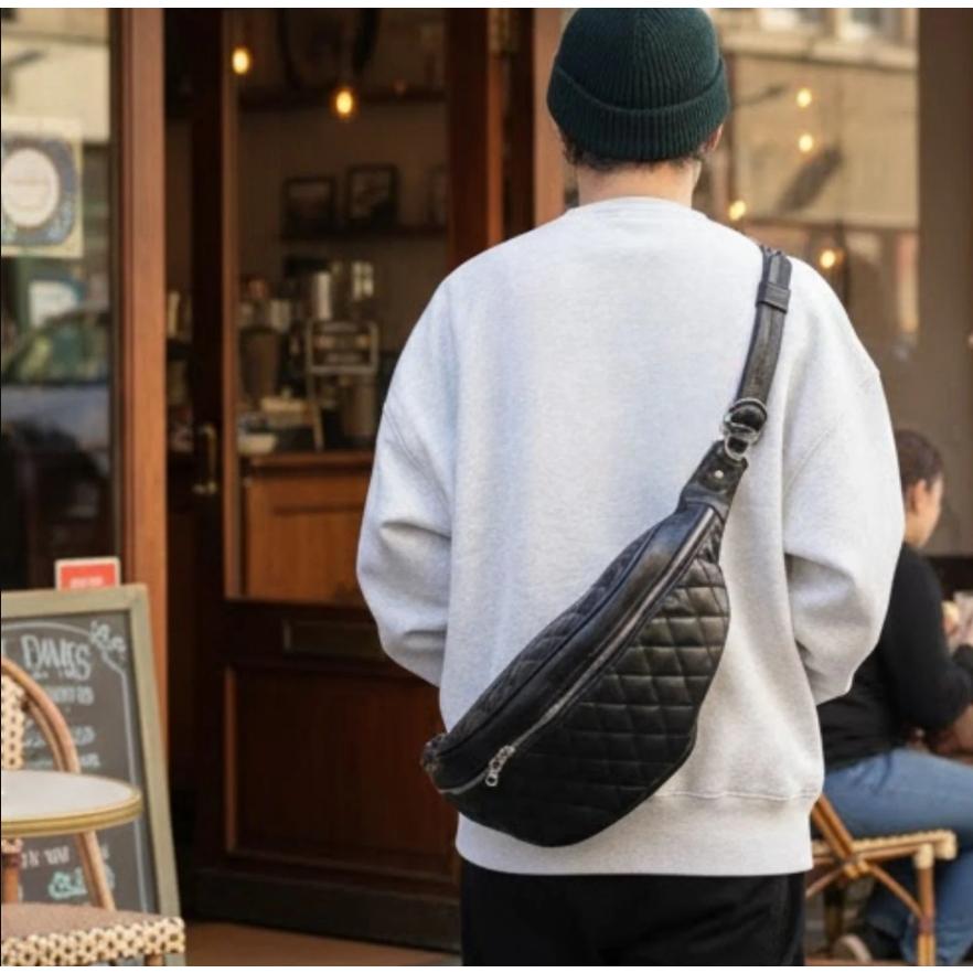 モトブルーズオリジナル バッファロー グレーズレザーファニーパック