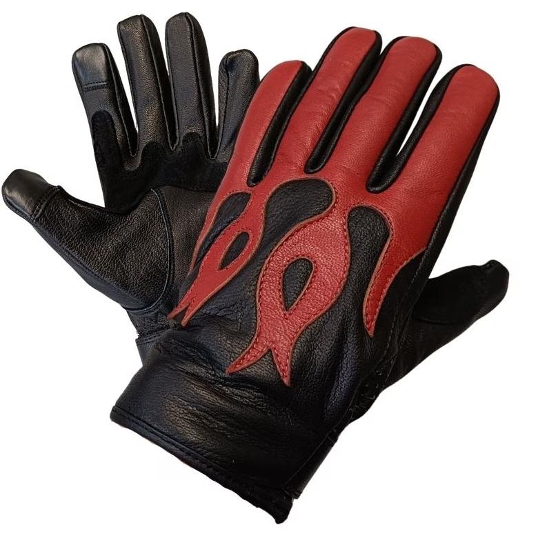 ヨージヤマモト プルオム　本革グローブ　日本製　★中古美品 HEAVY MOTOBLUEZ 山羊革 プレーングローブ「FLAME」フレイム MB-GAF1