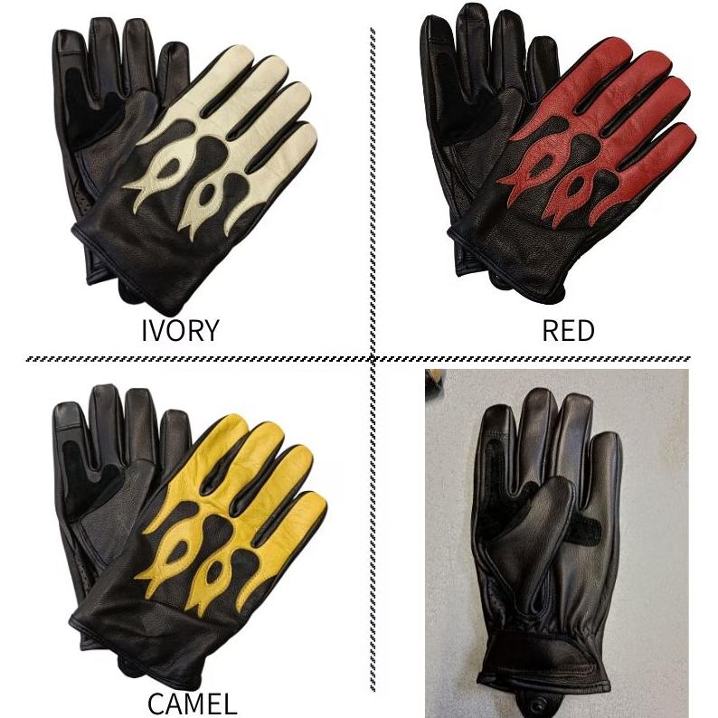 HEAVY MOTOBLUEZ 山羊革 プレーングローブ「FLAME」フレイム MB-GAF1