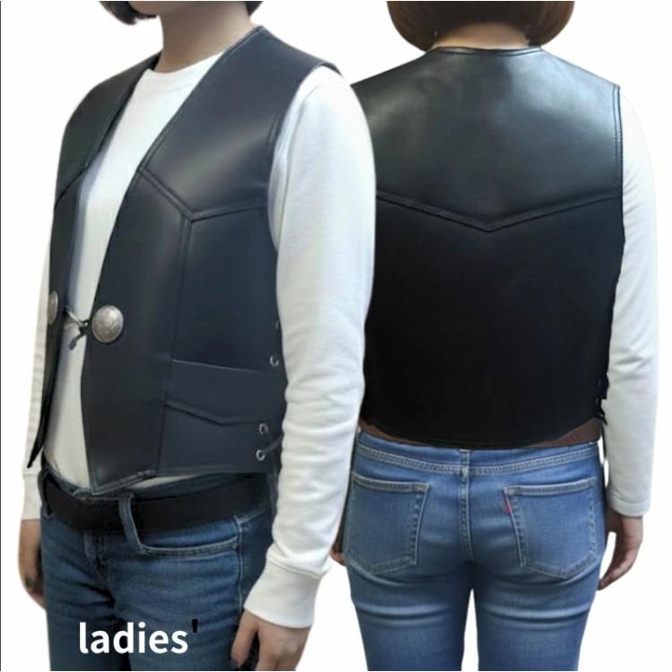 HEAVY MOTOBLUEZ サイドレースレザーベスト Ladies「ブラック」MB