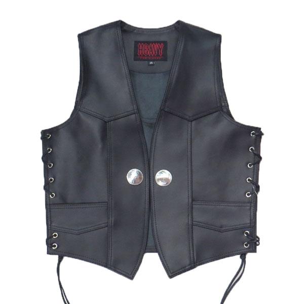 HEAVY MOTOBLUEZ サイドレースレザーベスト Ladies「ブラック」MB
