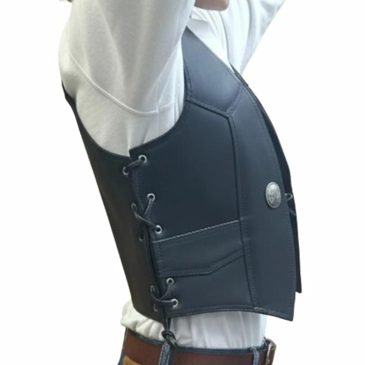 HEAVY MOTOBLUEZ サイドレースレザーベスト Ladies「ブラック」MB