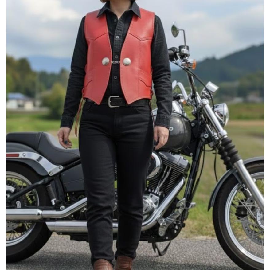 新品未使用　マルニ　レザーベスト HEAVY MOTOBLUEZ サイドレースレザーベスト Ladies「ブラック」MB