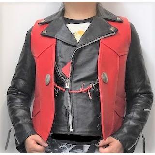 HEAVY MOTOBLUEZ サイドレースレザーベスト 「レッド」MB-VO01RD-LD